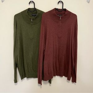 Maroon and Olive Green Brooks Brothers Quarter Zip XL Bundle